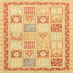 Square Machine Washable Abstract Orange Rug, wshabs3675
