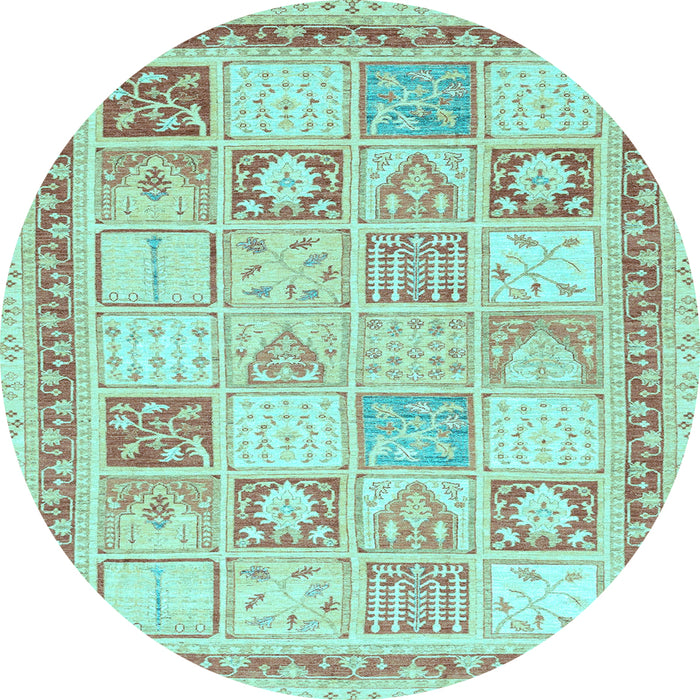 Round Abstract Light Blue Modern Rug, abs3675lblu