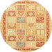 Round Machine Washable Abstract Orange Rug, wshabs3675