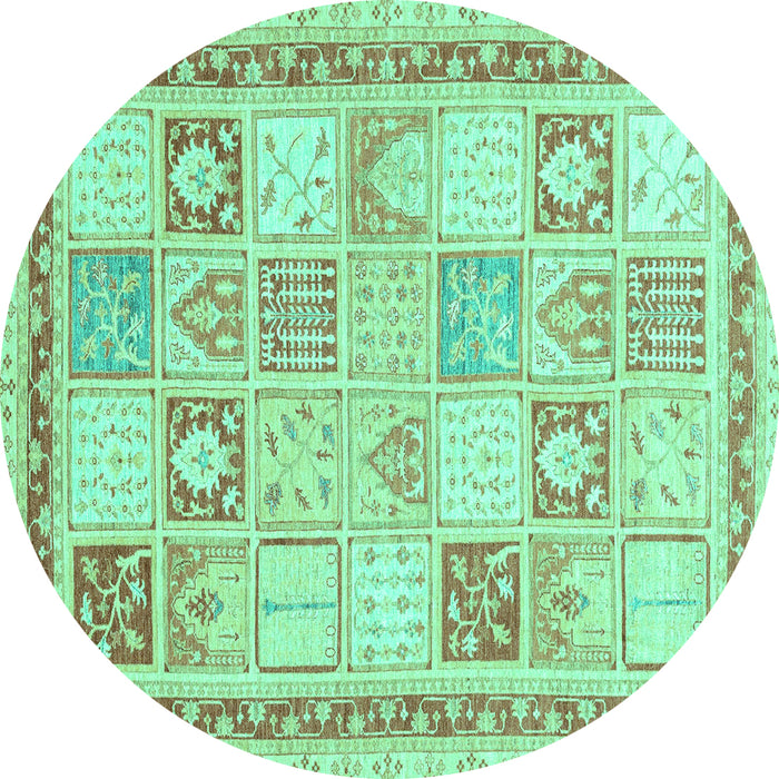 Round Machine Washable Abstract Turquoise Modern Area Rugs, wshabs3675turq
