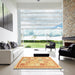 Square Abstract Orange Modern Rug in a Living Room, abs3675