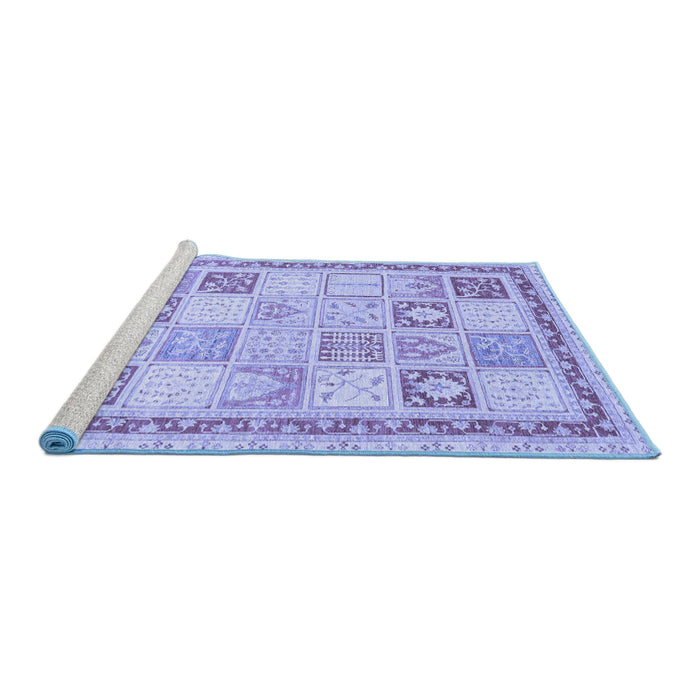 Sideview of Machine Washable Abstract Blue Modern Rug, wshabs3675blu