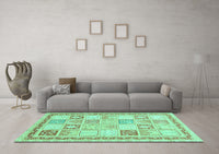 Machine Washable Abstract Turquoise Modern Rug, wshabs3675turq