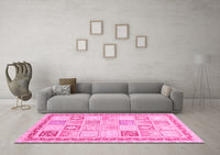 Machine Washable Abstract Pink Modern Rug, wshabs3675pnk