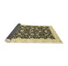 Sideview of Abstract Mustard Yellow Oriental Rug, abs3676