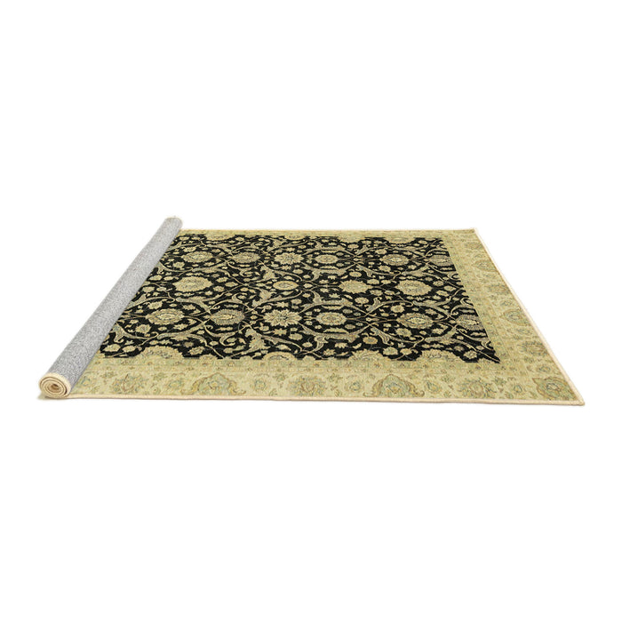 Sideview of Machine Washable Abstract Mustard Yellow Rug, wshabs3676
