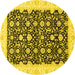 Round Oriental Yellow Traditional Rug, abs3676yw