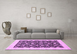 Machine Washable Oriental Purple Traditional Area Rugs in a Living Room, wshabs3676pur