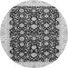 Round Machine Washable Oriental Gray Traditional Rug, wshabs3676gry