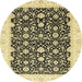 Round Abstract Mustard Yellow Oriental Rug, abs3676