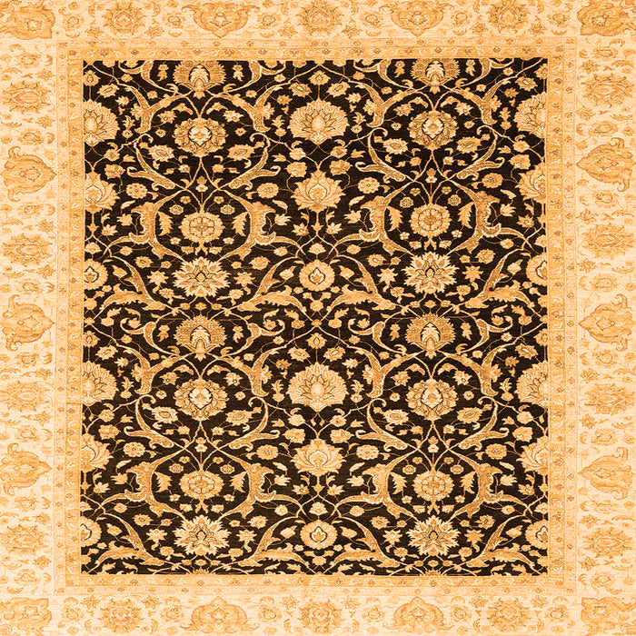 Square Machine Washable Oriental Orange Traditional Area Rugs, wshabs3676org