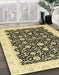 Abstract Mustard Yellow Oriental Rug in Family Room, abs3676