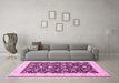 Machine Washable Oriental Pink Traditional Rug in a Living Room, wshabs3676pnk