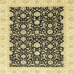 Square Machine Washable Abstract Mustard Yellow Rug, wshabs3676