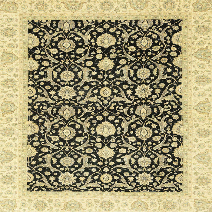 Square Machine Washable Abstract Mustard Yellow Rug, wshabs3676