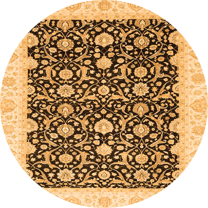 Round Oriental Orange Traditional Rug, abs3676org