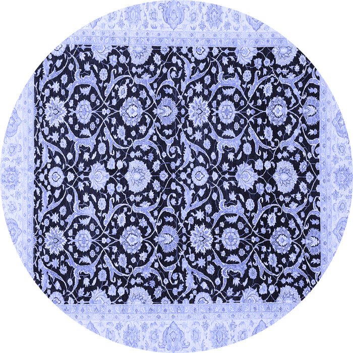 Round Machine Washable Oriental Blue Traditional Rug, wshabs3676blu