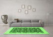 Machine Washable Oriental Green Traditional Area Rugs in a Living Room,, wshabs3676grn