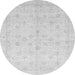 Round Machine Washable Oriental Gray Traditional Rug, wshabs3677gry