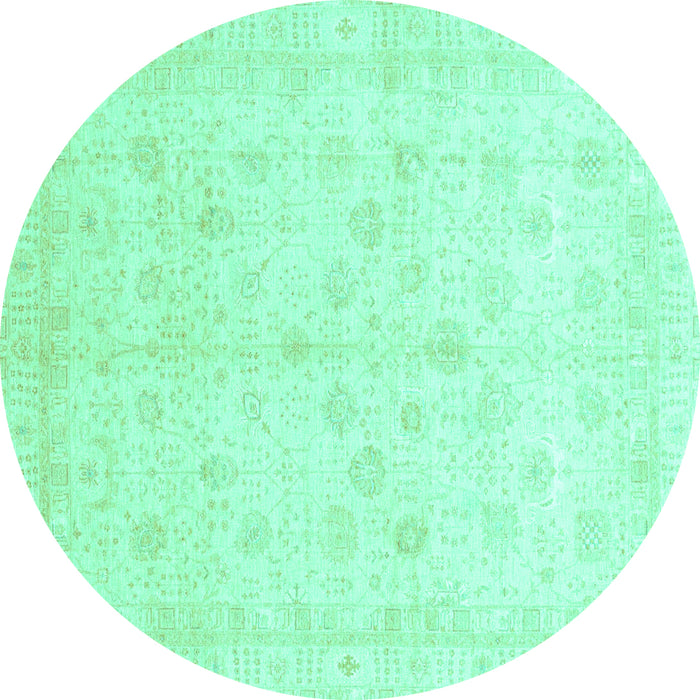 Round Machine Washable Oriental Turquoise Traditional Area Rugs, wshabs3677turq