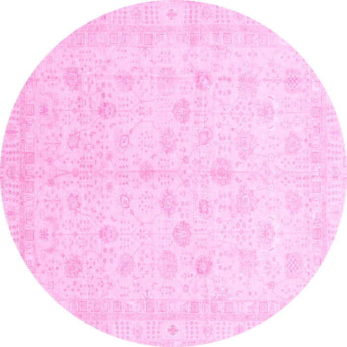 Round Oriental Pink Traditional Rug, abs3677pnk