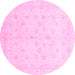 Round Oriental Pink Traditional Rug, abs3677pnk