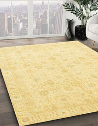 Abstract Chrome Gold Yellow Oriental Rug, abs3677