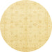 Round Abstract Chrome Gold Yellow Oriental Rug, abs3677