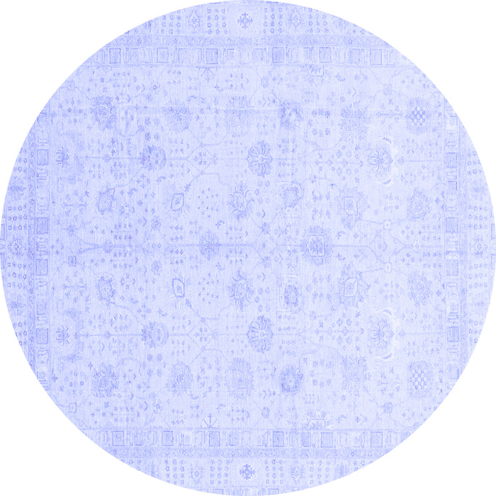 Round Machine Washable Oriental Blue Traditional Rug, wshabs3677blu