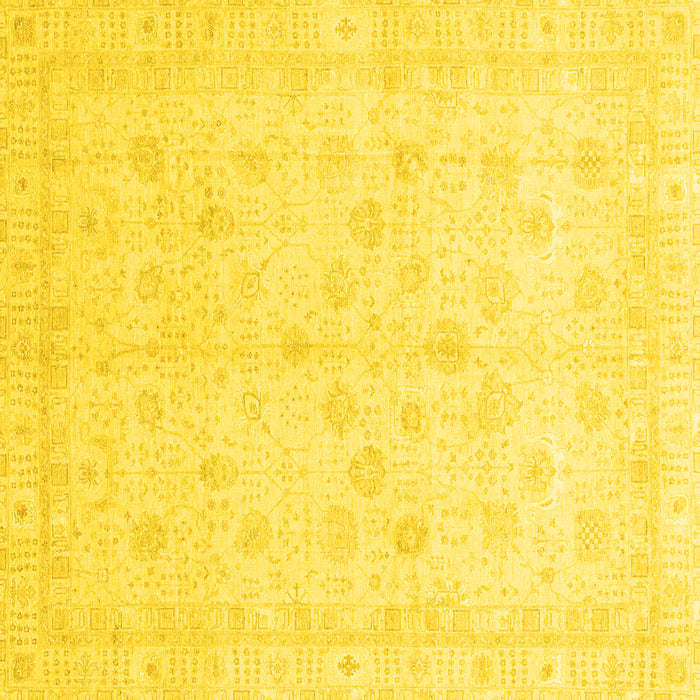 Square Machine Washable Oriental Yellow Traditional Rug, wshabs3677yw