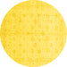 Round Machine Washable Oriental Yellow Traditional Rug, wshabs3677yw