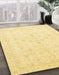 Abstract Chrome Gold Yellow Oriental Rug in Family Room, abs3677