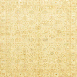 Square Abstract Chrome Gold Yellow Oriental Rug, abs3677