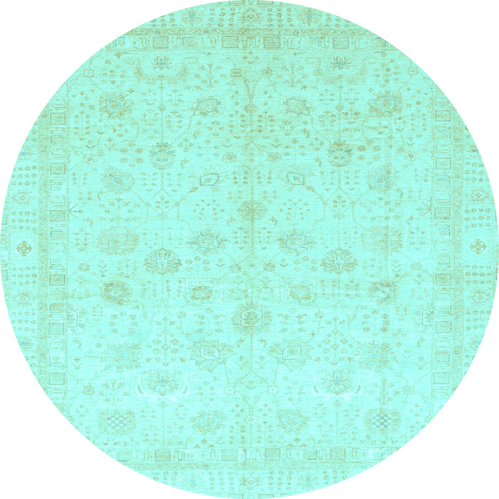 Round Oriental Light Blue Traditional Rug, abs3677lblu