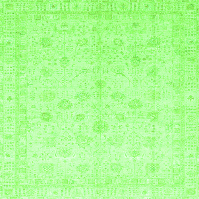 Square Machine Washable Oriental Green Traditional Area Rugs, wshabs3677grn