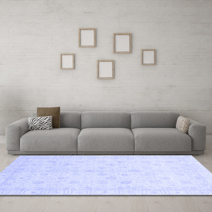 Machine Washable Oriental Blue Traditional Rug in a Living Room, wshabs3677blu