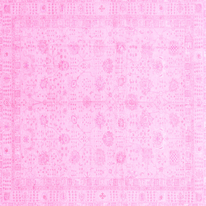 Square Machine Washable Oriental Pink Traditional Rug, wshabs3677pnk