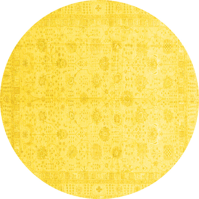 Round Oriental Yellow Traditional Rug, abs3677yw