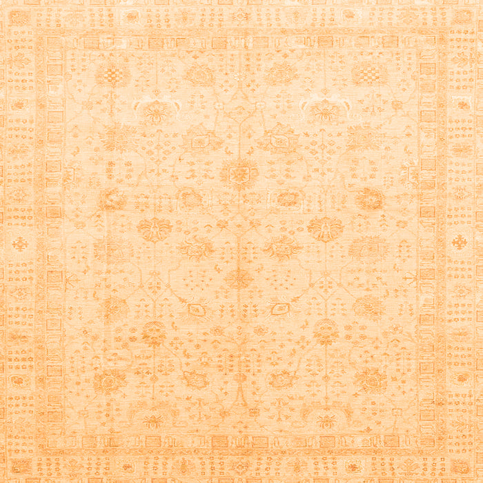 Square Machine Washable Oriental Orange Traditional Area Rugs, wshabs3677org