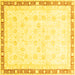 Square Machine Washable Oriental Yellow Traditional Rug, wshabs3678yw