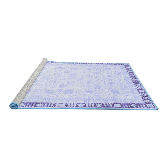 Sideview of Machine Washable Oriental Blue Traditional Rug, wshabs3678blu