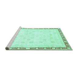 Sideview of Machine Washable Oriental Turquoise Traditional Area Rugs, wshabs3678turq