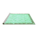 Sideview of Machine Washable Oriental Turquoise Traditional Area Rugs, wshabs3678turq