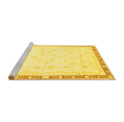 Sideview of Machine Washable Oriental Yellow Traditional Rug, wshabs3678yw