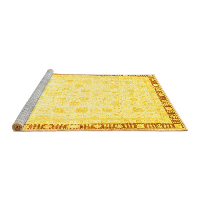 Sideview of Machine Washable Oriental Yellow Traditional Rug, wshabs3678yw
