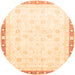 Round Machine Washable Oriental Orange Traditional Area Rugs, wshabs3678org