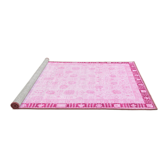 Sideview of Machine Washable Oriental Pink Traditional Rug, wshabs3678pnk
