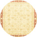 Round Machine Washable Abstract Yellow Rug, wshabs3678