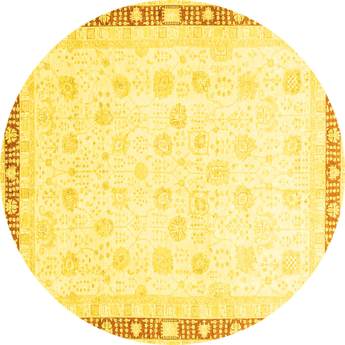 Round Oriental Yellow Traditional Rug, abs3678yw