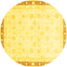 Round Oriental Yellow Traditional Rug, abs3678yw